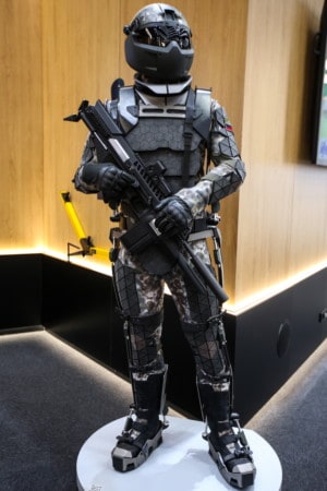 Military exoskeleton on display