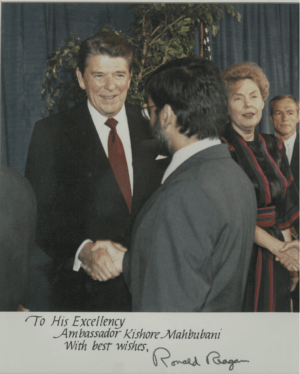 Mahbubani with Ronald Reagan.