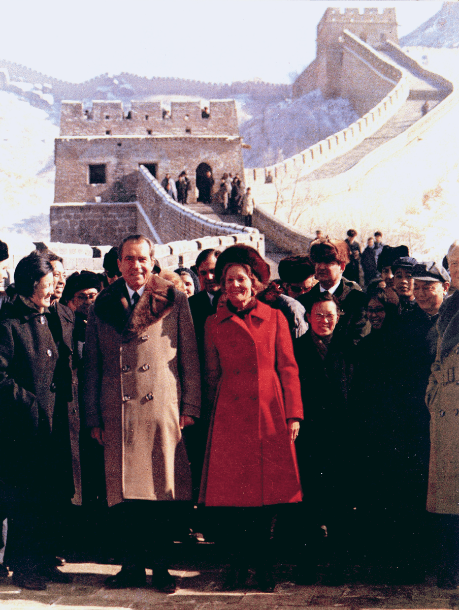 The Nixons on the Great Wall of China.