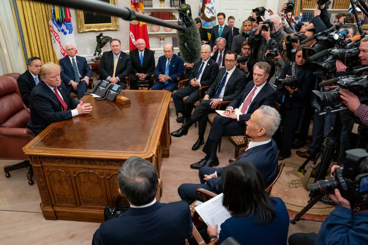 John Bolton at White House meeting with members of the Chinese delegation on trade