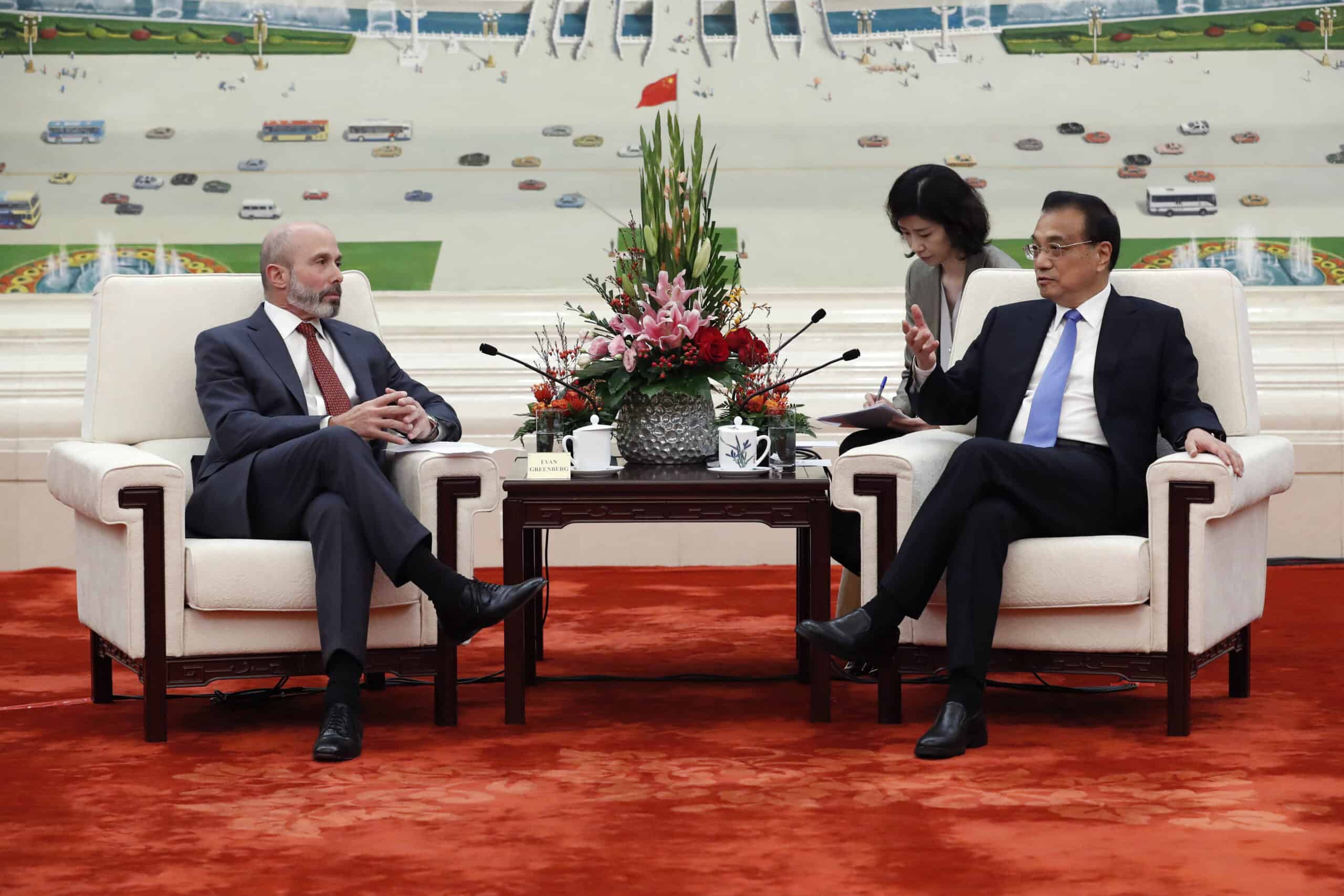 Hank Greenberg's son, Evan Greenberg, with Li Keqiang.